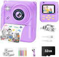 Instant Print Camera for Kids, 1080P Video Camera with 3 Print Rolls by QDH