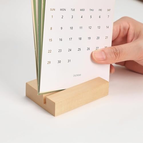 UNIQOOO 3.5" Birch Wood Stand for Monthly Desk Calendar, Wooden Block Base, Cardstock Holder, For Office Home Retail Reception Decor, Photo Display, 10 Pack - Image 6