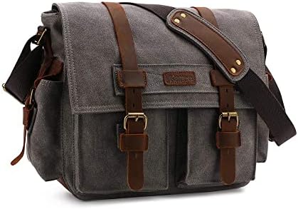 Kattee Vintage Leather Canvas DSLR SLR Camera Bags for Men by Kattee