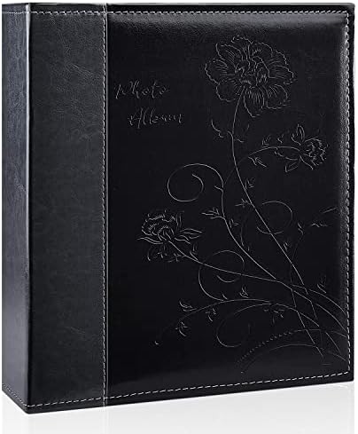 Photo Album 8x10 Clear Pages Pockets Leathe Cover Slip Slide in Photo Album Holds 100 Vertical 8x10 Photos Picture Book for Wedding Family (Black) by Miaikoe