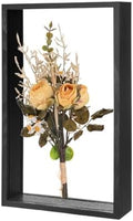 M METERXITY 1-Pack Dried Flower Frame, 7 x 12 Inch Double Acrylic Wooden Dried Flower Photo Floating Frame for Tabletop/DIY/Handicrafts [Black] by MMETERXITY