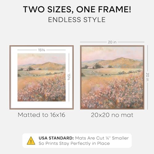 Homeforia 20x20 Mocha Picture Frame, High-End Metal, 16x16 Mat, Glass - Image 2
