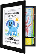 Americanflat Kids Artwork Frame Changeable (Black) - Magnetic Door Holds 100 Art Pieces - 8.5x11 Letter Size Display with Mat or 10x12.5 Without Mat - My Mini Masterpiece by Americanflat