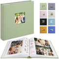 1DOT2 Photo Album with Writing Space, 100 Pages, Linen Cover, Sage Green by 1DOT2