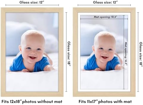Americanflat 12x18 Poster Frame - Matted to 11x17 - Natural Oak - Image 2
