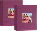 Artmag Mini Photo Album 4x6 50 Pockets 2 Pack, Linen Cover with Front Window Album Each Holds 52 Vertical Photos for Family Wedding Baby Children (Purple) by Artmag