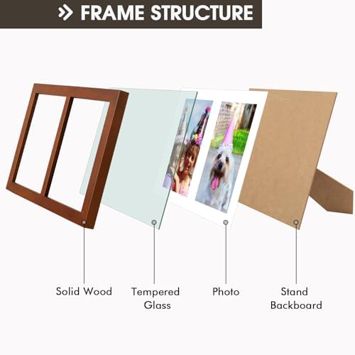 Golden State Art, 5x7 Double Picture Frame, Displays Two 5x7 Photos(Brown) - Image 4