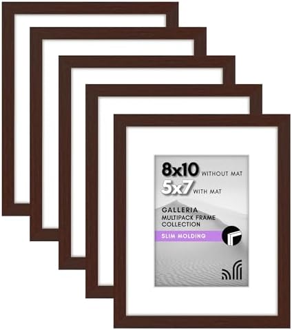 Americanflat 8x10 Picture Frame 5-Pack - Matted to 5x7 - Mahogany by Americanflat