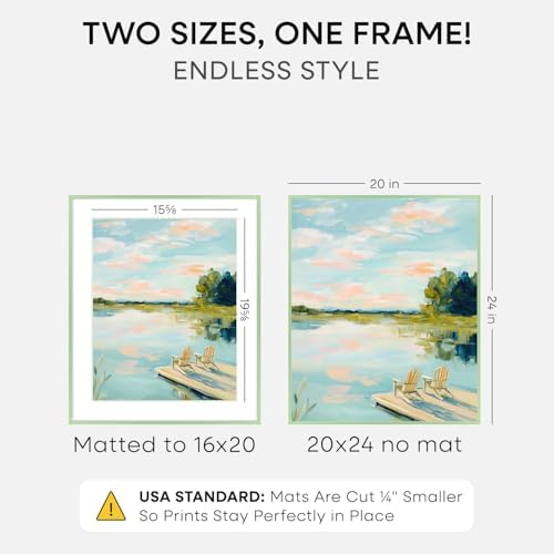 Homeforia 20x24 Green Picture Frame, High-End Metal, 16x20 Mat, Glass - Image 2