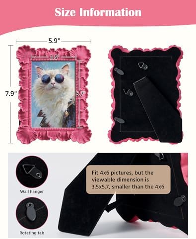 4x6 Pink Picture Frame with Flocking Finish for Shelf Desk Decor - Image 4