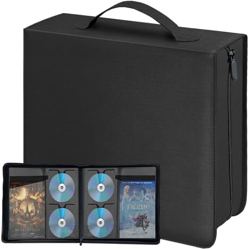 CD DVD Blu-ray Storage Binder with Handles, PU Leather Corver by Salajory