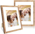 11x14 Picture Frame Set of 2, 11 x 14 Wood Photo Frames with Mat for 8x10, Natural Wooden Frame with Real Glass Cover for Wall and Tabletop Display,Brown by CCDCC