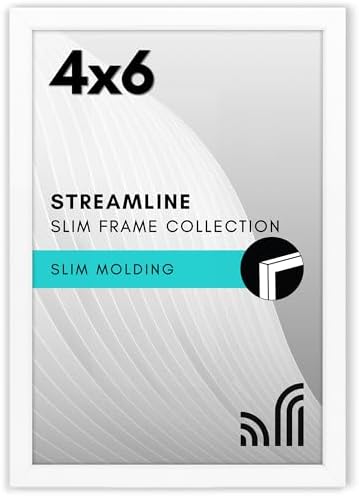 Americanflat 4x6 Picture Frame with Shatter-Resistant Glass - Streamline Collection - Thin Border Photo Frame for Tabletop and Wall Display - Hanging Hardware and Easel Stand Included - White by Americanflat