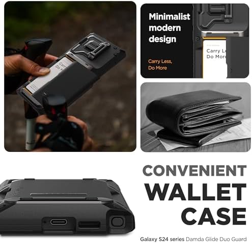 VRS DESIGN Damda Glide DuoGuard for Samsung Galaxy S24 Ultra Phone Case (2024), Premium Sturdy Fully Covered Camera Lens Protection Cover Card Holder Wallet Case (Liberty Black) - Image 3
