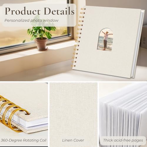 Vienrose Scrapbook Album,40 Pages,10x10 Inch,Beige - Image 5