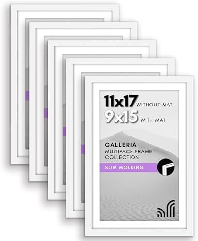 Americanflat 11x17 Picture Frame 5-Pack - Matted to 9x15 - White by Americanflat