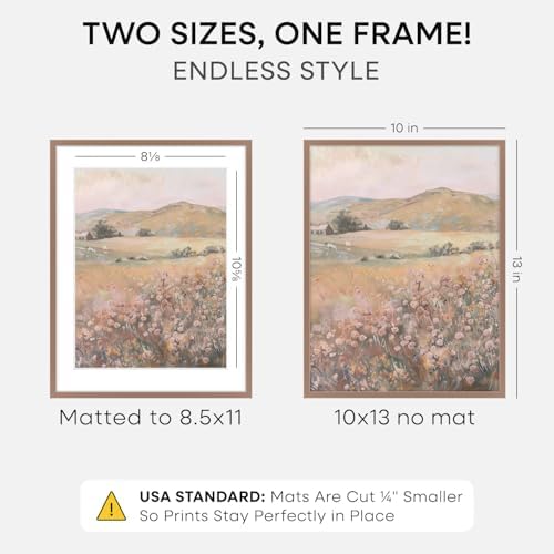 Homeforia 10x13 Mocha Picture Frame, High-End Metal, 8.5x11 Mat, Glass - Image 2