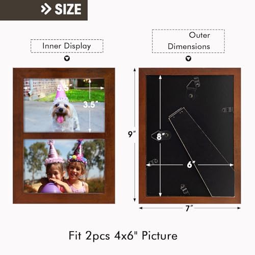 Golden State Art, 4x6 Double Picture Frame, Displays Two 4x6 Photos (Brown) - Image 5
