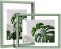 Egofine 8.5x11 Floating Frames Set of 2, Double Plexiglass Picture Frame, Made of Solid Wood Display Any Size Photo up to 8.5x11, Wall Mount or Tabletop Standing, Green by Egofine