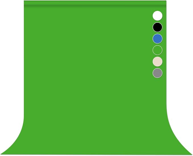 Green Screen Backdrop for Photoshoot Solid Color Background 5x7 ft | Photography Studio Photo Booth Curtain for Headshot, Homestudio, Portrait, Video, Meeting, Easy to Install, Washable Fabric by Pksoiil