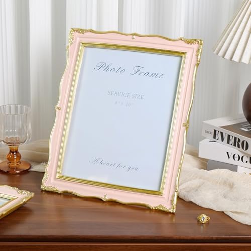 Cuspin Pink and Gold Picture Frame 8x10 Vintage Ornate Textured Resin Frame - Image 2