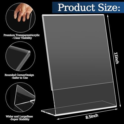 6 Pack 8.5 x 11 Inch Acrylic Sign Holder, L-Shape Acrylic Stands - Image 2
