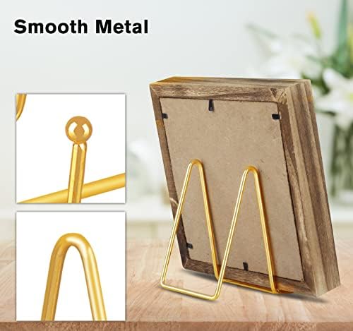 Decolore 4 Pack 4 Inch Display Stands Gold Plate Stands Metal Frame Holder Stand for Picture, Decorative Plate, Photo Easel, Artistic Work Display Stand, Picture Frames - Image 2