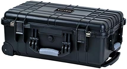 MEIJIA Rolling Waterproof Hard Protective Case, Hard Camera Case with Retractable Pull Handle and Wheels,Customizable Fit Foam Inserted, Black, 22.83 x 17.91 x 10.31 inches - Image 2