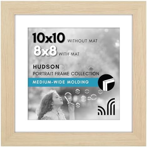 Americanflat 10x10 Picture Frame - Matted to 8x8 - Natural Oak by Americanflat
