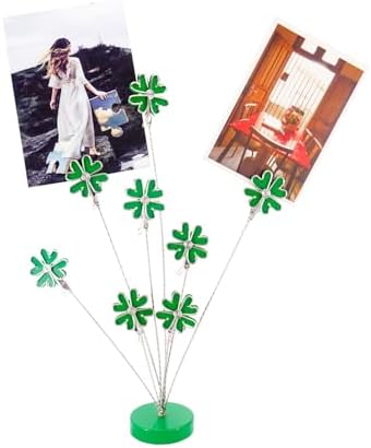 8-Branch Family Tree Picture Frame Holder, Card Photo Clips Holder Desk Stand for Memo Paper Note Photo Christmas Wedding Card Display (Green Clover) by TFu