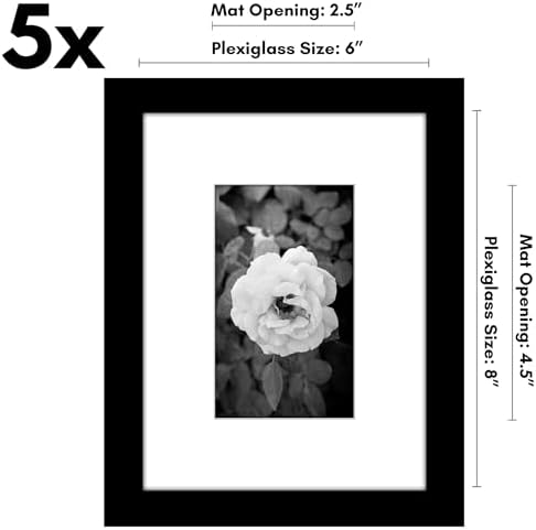 Americanflat 6x8 Picture Frame 5-Pack - Matted to 3x5 - Black - Image 2