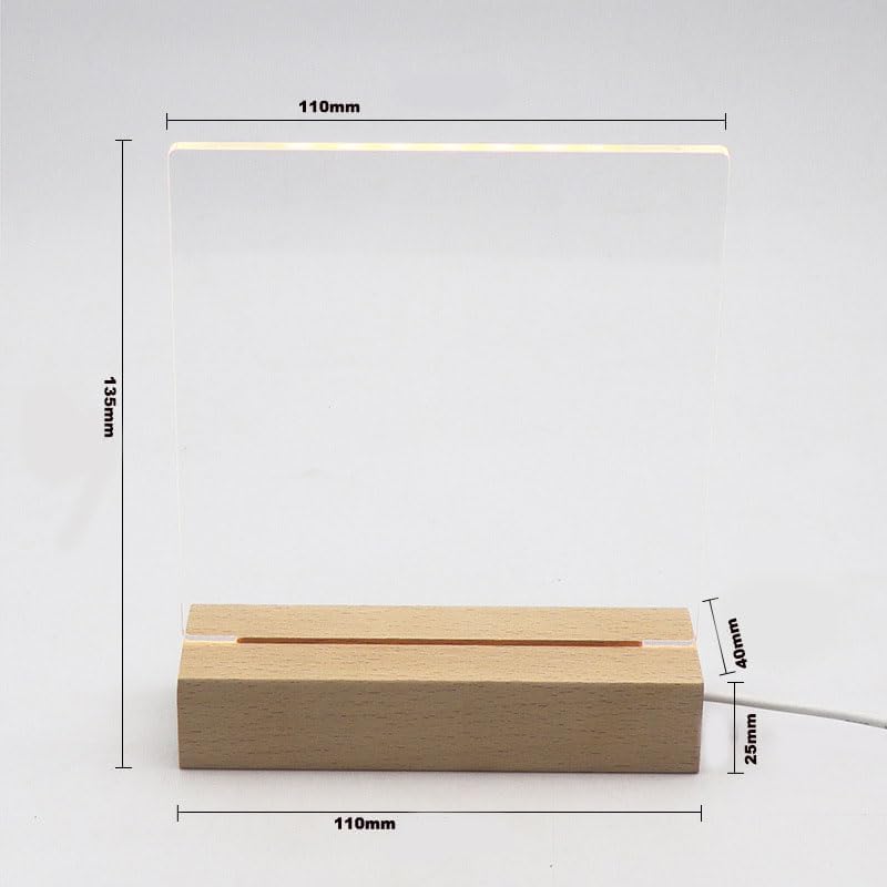 2Pcs 4.33" Wood LED Light Base with Acrylic Sheet for DIY Display Projects - Image 3