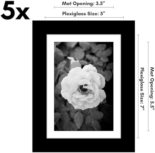 Americanflat 5x7 Picture Frame 5-Pack - Matted to 4x6 - Black - Image 2