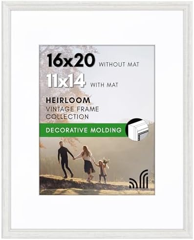 Americanflat 16x20 Vintage Picture Frame - Matted to 11x14 - White by Americanflat