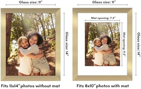 Americanflat 11x14 Picture Frame - Matted to 8x10 - Engineered Wood - Gold - Image 2