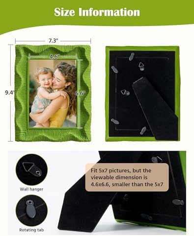 5x7 Green Picture Frame with Flocking Finish for Nature Flower Photo - Image 4