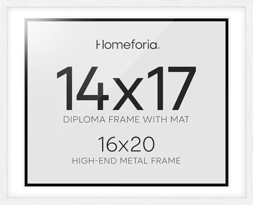 Homeforia 16x20 Black Oak Diploma Frame, High-End Wood, 14x17 Mat, Glass by Homeforia