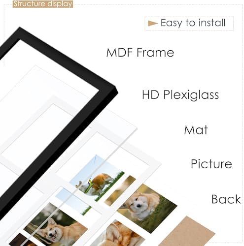 DUENPY 12x30 Collage Frame For 1 8x10 8 4x6 Photos Black - Image 5