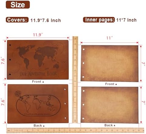 Our Adventure Book 11.9 * 7.6 Inch Scrapbook Photo Album, Retro 3D Wooden Travelling Diary JournalScrap Book For Couples Memory Book ForAnniversary Wedding,Vintage Guestbook,Valentine's Day Gift - Image 2
