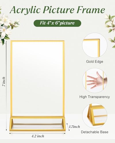 24 Pack Gold Acrylic Sign Holders 4x6 Clear Picture Frame Stands - Image 4