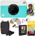 Kodak Printomatic Instant Camera Bundle (Blue) Zink Paper (20 Sheets) - Case - Photo Album - Hanging Frames. by Unknown