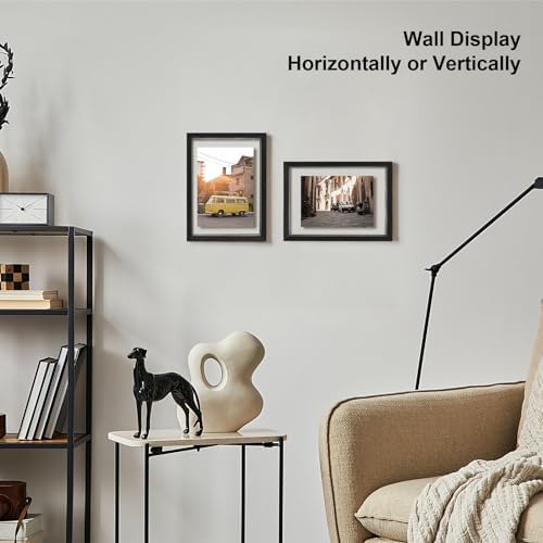 Egofine 6x8 Floating Frames Set of 2, Double Plexiglass Picture Frame, Made of Solid Wood Display Any Size Photo up to 6x8, Wall Mount or Tabletop Standing, Rustic Black - Image 6