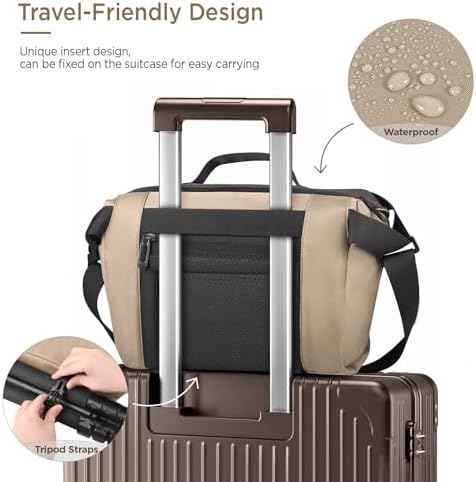 TAAOKA Camera Sling Bag, Waterproof Camera Case with Tripod Holder, DSLR/SLR/Mirrorless Cameras Shoulder Bag, Crossbody Camera Bags for Photography (Coffe) - Image 4