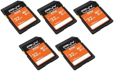 PNY 32GB Elite U1 V10 SDHC Trail Camera Flash Memory Card 5-Pack, UHS-I by PNY