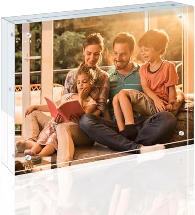 Egofine 8x10 Acrylic Frame, 20mm Thicker Frameless Clear Picture Frame, Double Sided Magnetic Picture Frame, Free Standing Desktop Display by Egofine