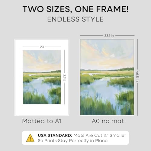 Homeforia A0 White Poster Frame, High-End Metal, A1 Mat, Glass - Image 4