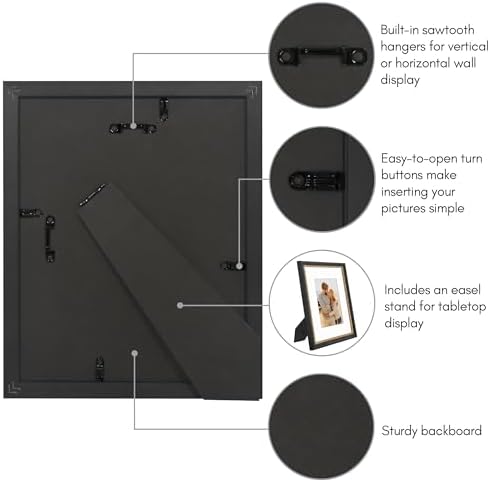 Americanflat 8x10 Vintage Picture Frame - Matted to 5x7 - Black & Gold - Image 5