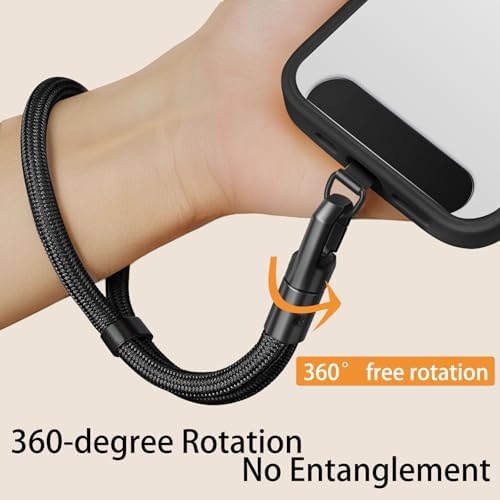 Wrist Lanyard, Phone Wrist Strap for iPhone Case Camera, Anti Theft Strap Lanyard with 360° Rotating Hook (Black&Purple) - Image 2