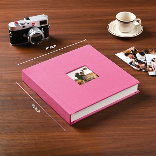 Pssoss 8x8 Inch DIY Scrapbook Album, Linen Hardcover, 40 Pages, Pink - Image 2
