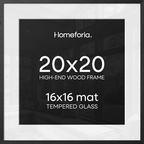 Homeforia 20x20 Black Oak Picture Frame, High-End Wood, 16x16 Mat, Glass by Homeforia